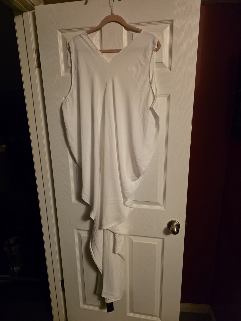 SHEIN White Draped Sleeveless Dress with V-Neck